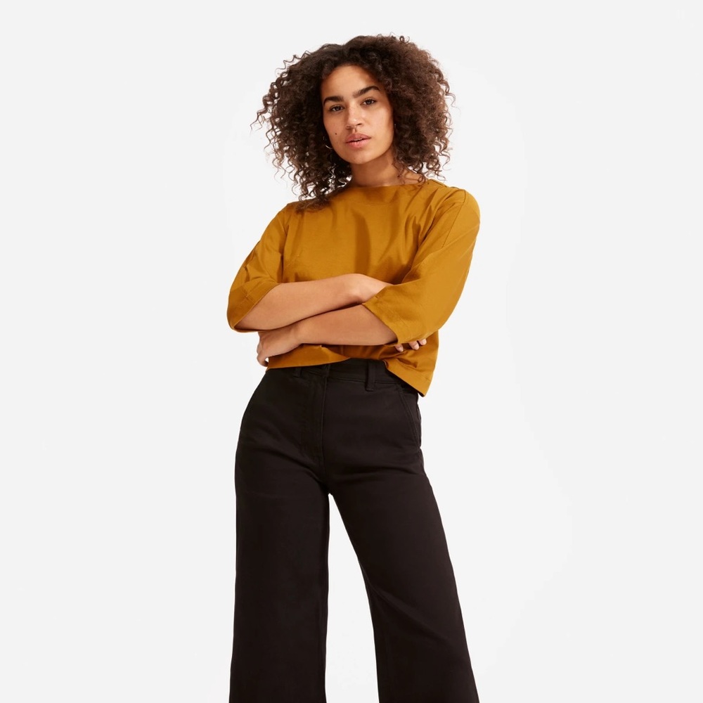 Everlane Wide Cropped Twill Pants / Black
